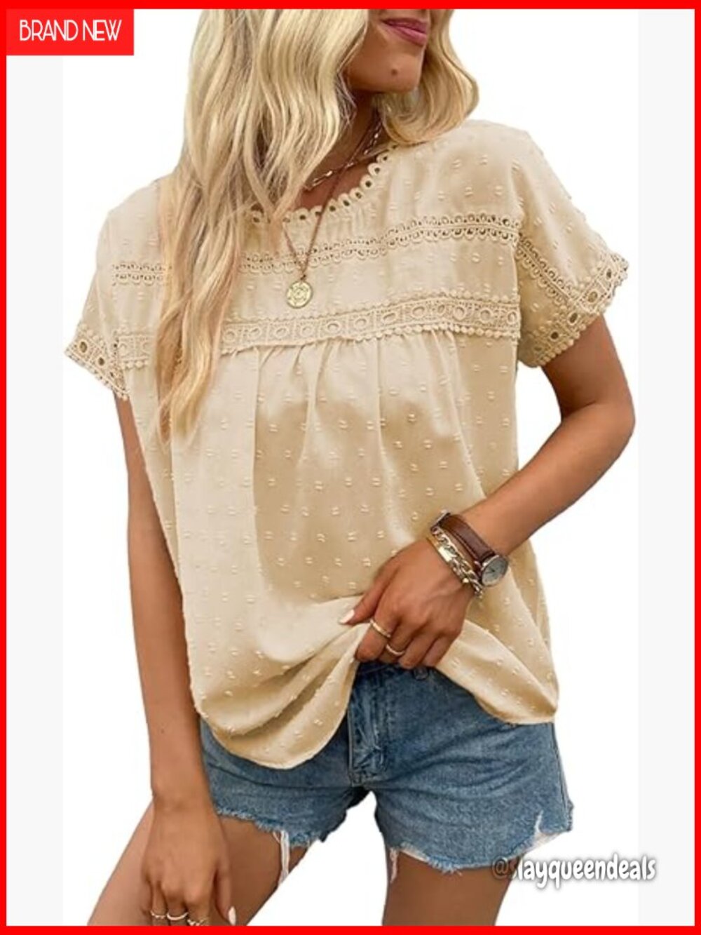 Lace Crochet Peplum Blouse Loose Fit Summer Top Work Casual